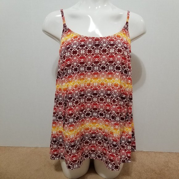 Boutique top 0X colorful sunset ombre geometric print sleeveless tank - Picture 1 of 10